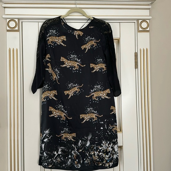 NWT Zara Silk Cheetah Dress by Zara Woman Size L - Picture 5 of 9